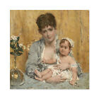 Alfred Stevens Mother And Child Painting Wall Art Canvas Print 24X24 In