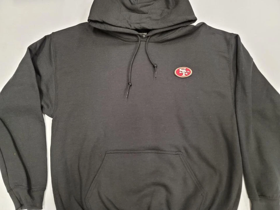 20120 Hombres Majestic SAN FRANCISCO 49ers Pullover Sudadera con Capucha SUDADERA NEGRA Foto 1 de 1