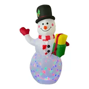 5 Fuß hoch Weihnachten aufblasbarer Schneemann LED rotierendes Licht Außen Hof Dekor - Bild 1 von 3
