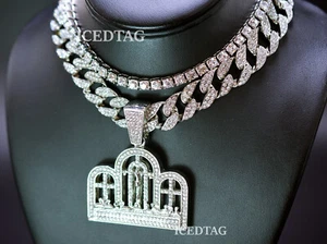 WH. GOLD PLATED BIG LAST SUPPER ICED BLING OUT PENDANT, TENNIS, CUBAN NECKLACE - Picture 1 of 9