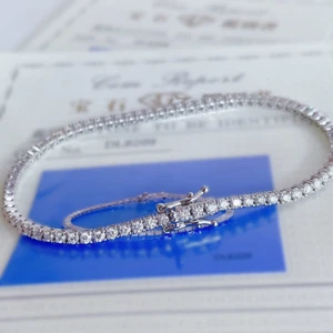 3mm Round Cut Brilliant Moissanite Tennis Bracelet 925 Sterling Silver 8 Inch - Picture 1 of 8