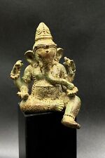 Antique Old South East Asian Art Ganesh Bronze Statue Figure 