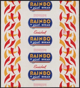 Vintage bread wrapper RAINBO dated 1949 St Joseph Missouri unused new old stock - Picture 1 of 2