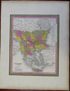 Ottoman Empire Macedonia Albania Bosnia Serbia 1848 Cowperthwait Mitchell map - Picture 1 of 4