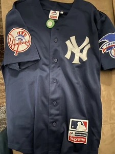 SS15 SUPREME X MAJESTIC NEW YORK YANKEES TRIKOT NAVY Large Neu - Bild 1 von 6