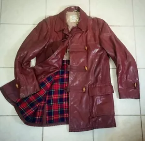 Vtg Steer hide Leather Sears Hercules Field Hunting Motorcycle Toggle Jacket L - Picture 1 of 8