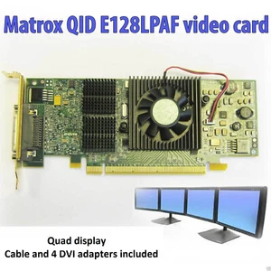 Quad Matrox Video Card QID-E128LPAF PCIE 128 MB Digital Analog Full Low Profile - Picture 1 of 6
