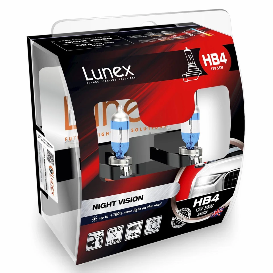 Lunex HB4 55W 12V Night Vision 3600K + 100% more light 2 bulbs - Image 1 of 1