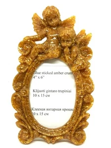AMBER FOTO FRAME Gift Carved Angel Souvenir Baltic Amber Beads Pieces 322g 16012 - Picture 1 of 12