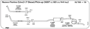 MARMITTA CENTRALE PER FIAT Fiorino Uno 1.7 Diesel/Pick-up 1697 cc 60 cv 44 kw 10 - Imagen 1 de 1