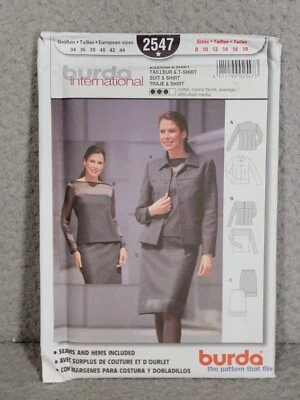 Burda 2547 Sewing Pattern Jacket Skirt Top 8-18 Uncut Business Casual Suit - Image 1 of 3
