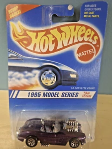 1995 Hot Wheels #341 New Model Series '58 Corvette Coupe purple w/ 7 spk wheels - Picture 1 of 2