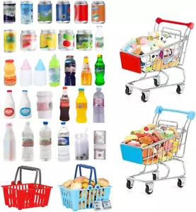 135Pcs Mini Shopping Cart Basket Miniature Food Drink Toy Supermarket Metal Hand - Picture 1 of 12