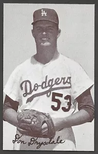 1947-66 EXHIBIT SUPPLY COMPANY Don Drysdale DODGERS (Glove at Waist) EX-MT+ A - Picture 1 of 2