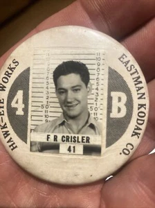 1941 WWII Employee Photo ID Badge Kodak Hawk-eye Rochester NY Chrisler - Picture 1 of 3