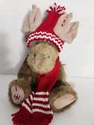 Boyds Bears Moose Lester Mintly 12” Plush w/Red White Knitted Scarf & Hat Tag