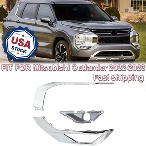 For 2022-2024 Mitsubishi Outlander Front Bumper Molding Foglamp Trim Chrome Left - Picture 1 of 8