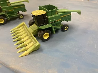 John Deere Combine w 8 Row Corn Head Pivoting Auger 1/80 Scale by Ertl Lot Of 3 - Image 1 of 4