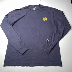 Champion Notre Dame Long Sleeve T Shirt Mens Size M Navy Blue USA Sports Style - Picture 1 of 12