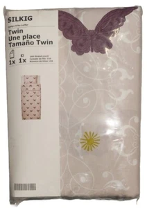 Ikea Silkig Butterfly Patterned Pink Silk Twin Sheets With Pillowcase Brand New - Picture 1 of 5