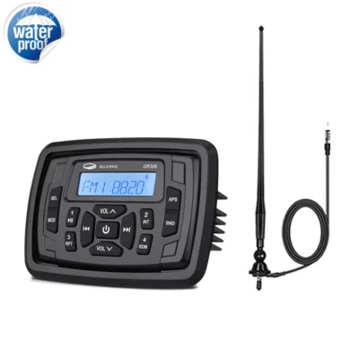 Marine Bluetooth Stereo Radio Receiver with Antenna for ATV UTV Truck Golf Cart - Image 1 of 4