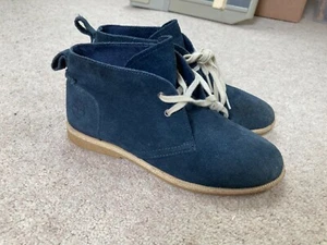 KIDS TIMBERLAND BLUE SUEDE CHELSEA BOOTS UK 1 LACE UP SMART SHOES TRAINERS - Picture 1 of 10