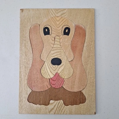 Quebra-cabeça de madeira vintage 1970 para cachorros 12 x 9 FEITO NOS EUA - Imagem 1 de 4