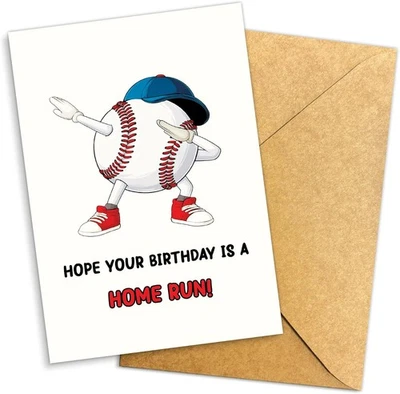 Funny Sports Greeting – Hope Your Day Is a Home Run Card, Humorous Baseball Them - Image 1 of 4