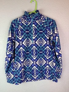 Suéter polar Eddie Bauer para mujer pequeño azul azteca cuarto cremallera pulóver - Imagen 1 de 10