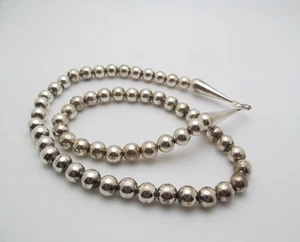 Vintage 925 Sterling Silver Designer 10mm Round Ball Bead Necklace 25 Inch - Picture 1 of 7