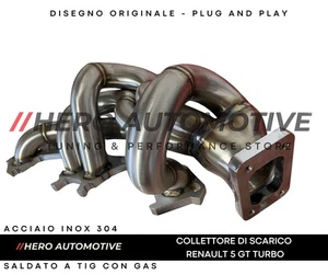 RENAULT 5 GT TURBO 1,4 COLLETTORE SCARICO EXHAUST ACCIAIO INOX T304 AISI 304 - Imagen 1 de 4