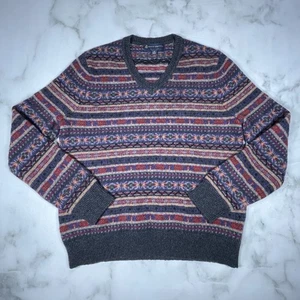 Suéter Brooks Brothers Hilo Italiano Para Hombres Isla Justa Elastizado Mezcla Lana Merino M - Imagen 1 de 11