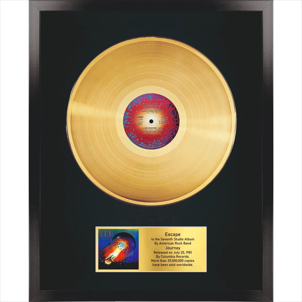 Journey – Escape / LP Gold 12 inches / Souvenir in black frame/For fans of rock - Image 1 of 4