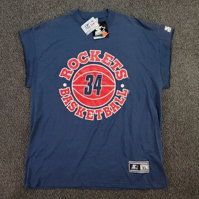 VTG Houston Rockets Shirt Men XL Blue Starter Deadstock Sleeveless Hakeem 90s - Image 1 of 4