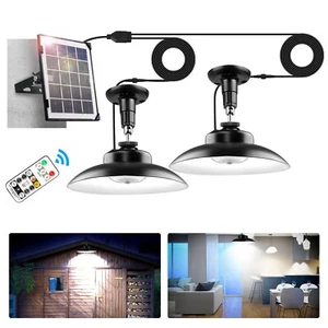 Solar Pendant Light Outdoor - Solar Shed Light Indoor with Remote Control - Picture 1 of 26