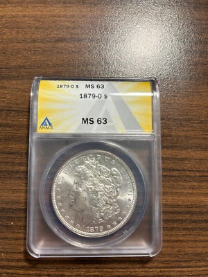 1879-O Morgan Silver Dollar $1 ANACS MINT STATE 63 MS 63 - Image 1 of 4