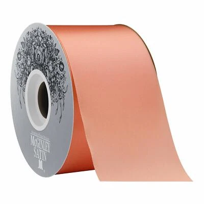 Cinta de satén de acetato McGinley Mills de 2,5" W, rosa coral, carrete de 50 yardas Foto 1 de 4