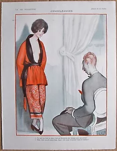 VALLEE 1922 Vintage French La Vie Parisienne Print ROMANTIC ART DECO COUPLE - Picture 1 of 1