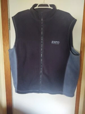 Chaleco polar vintage ESPN SportsCenter cremallera completa 2 tonos azul 2XL excelente estado Foto 1 de 4
