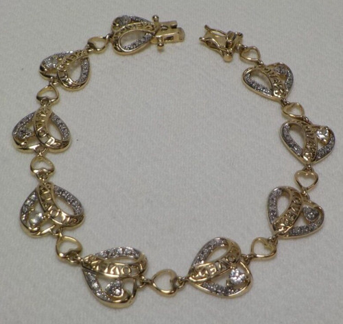 VALENTINO BRACCIALE DL ARGENTO STERLING LOVE HEARTS ZIRCONI CUBICI