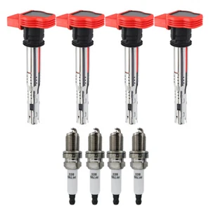 4x Ignition Coil + 4x Spark Plug Set for AUDI TT A4 VW GOLF JETTA GTI 2.0L 2.0T - Picture 1 of 7