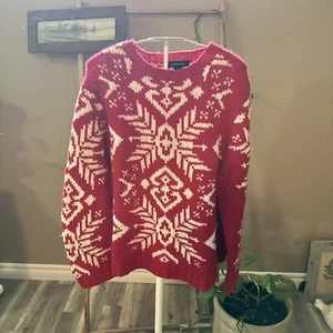 LANDS END red and white sweater SIZE YOUTH Large 14/16 - Picture 1 of 6
