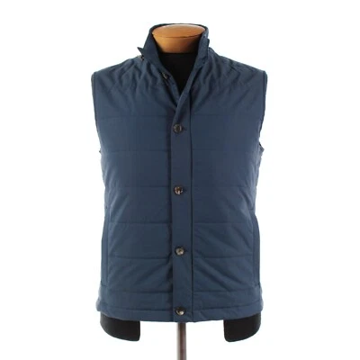 Chaleco Luciano Barbera Nuevo con Etiquetas Mezcla de Algodón Botón Frontal Talla 50 (M EE. UU.) en Azul Sólido Foto 1 de 4