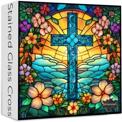 Cross Stained Glass Puzzles for Adults 1000 Pieces and Up, Christian Puzzles wi - Image 1 of 4