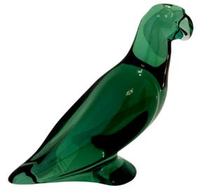 Statuina/scatola vintage Baccarat verde smeraldo cristallo pappagallo pappagallo uccellino - Foto 1 di 10