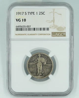 1917-S Type 1 NGC VG10 Standing Liberty Quarter - Image 1 of 3