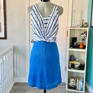 Vestido Mango de lino sin mangas a rayas con cuello en V (talla XS) - Imagen 1 de 10