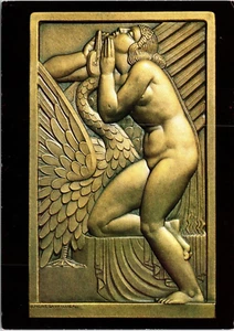 CARTOLINA LEDA AND THE CIGNO MEDAGLIA ANDRE LAVRILLIER ART DÉCO - Foto 1 di 2