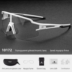 ROCKBROS Cycling Photochromic Sunglasses Bicycle UV400 Glasses White Frame - Picture 1 of 10