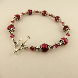 Pulsera Corazón San Valentín hecha con cristales y perlas Rubí Swarovski - Imagen 1 de 4